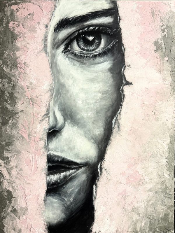 ojo que todo lo ve medida 60x80 tecnica mixta acrilico con fondo relive organico