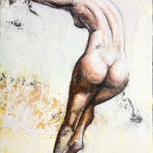 figura de mujer 60x80 cm tecnica mixta acrilico con fondo relieve organico