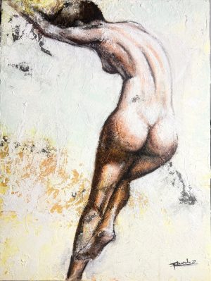 figura de mujer 60x80 cm tecnica mixta acrilico con fondo relieve organico