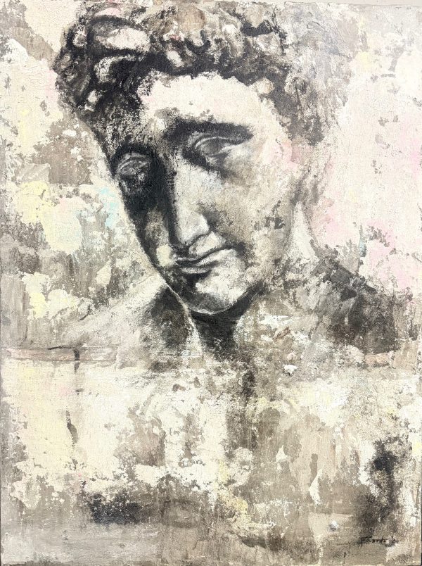 figura griega 60x80cm tecnica mixta acrilico sobre fondo relieve organico