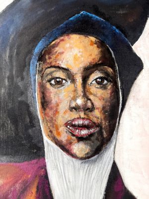 mujer africana 60x80 cm tecnica mixta acrilico sobre fondo relieve organico