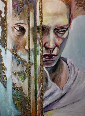 fisura dorada 75x55 mixta acrilico sobre lienzo